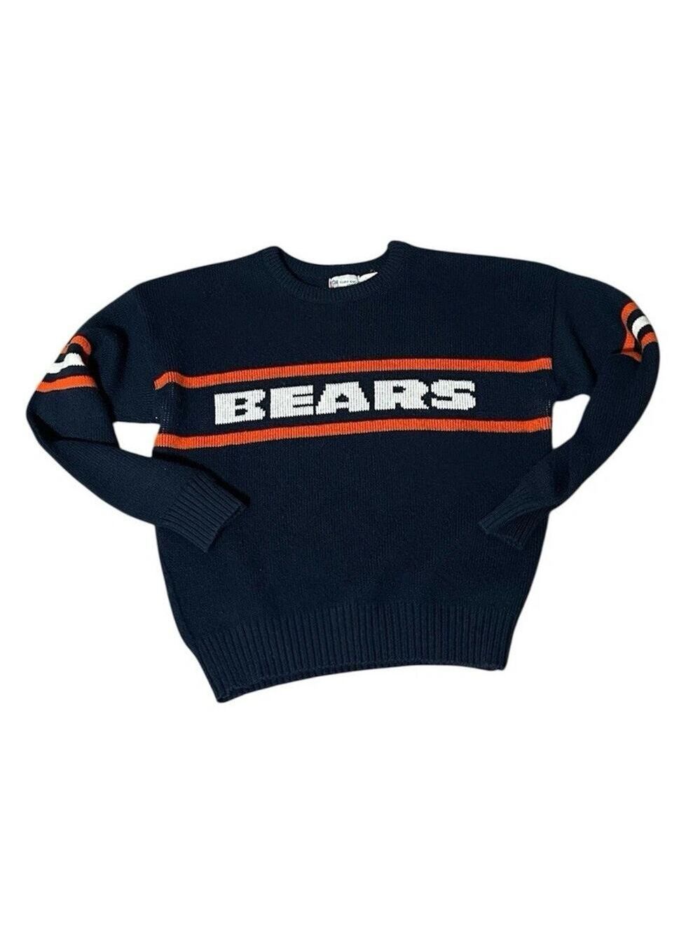 Vintage Cliff Engle NFL Chicago Bears Navy Knit Crewneck Sweater Men Large Ditka